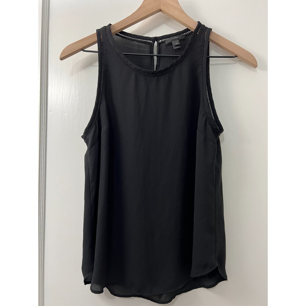 J Crew Black Sheer Sleeveless Blouse Tank - Women's 2 P *READ*
